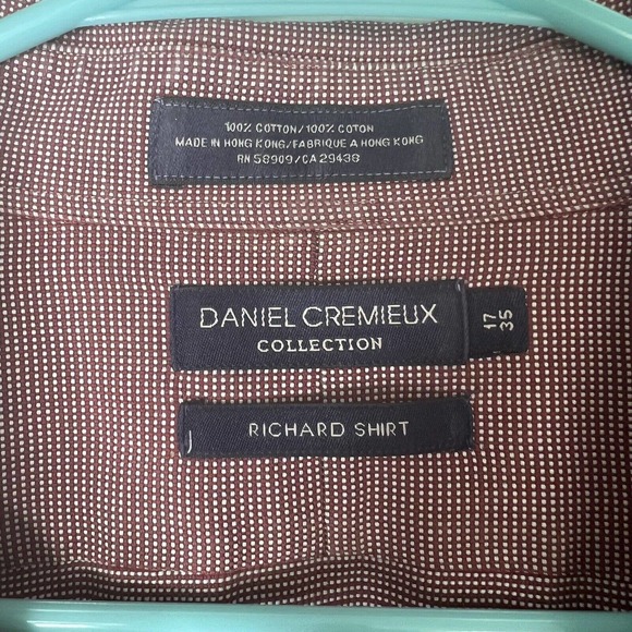 Daniel Cremieux Men's 17 35 Richard Shirt RED Twill 100% Cotton Long Sleeve - Picture 2 of 3